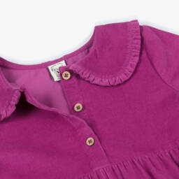 Frugi-Girls Purple Corduroy Floral Trim Dress | Childrensalon