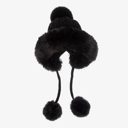 Fun & Fun-Girls Black Cable Knit Hat  | Childrensalon