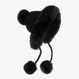 Fun & Fun-Girls Black Cable Knit Hat  | Childrensalon