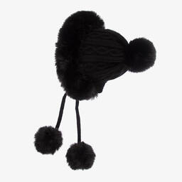 Fun & Fun-Girls Black Cable Knit Hat  | Childrensalon
