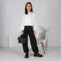 Fun & Fun-Girls Black Cuffed Cargo Trousers | Childrensalon