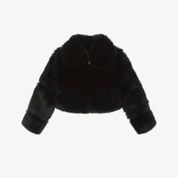 Fun & Fun-Girls Black Plush Faux Fur Jacket | Childrensalon