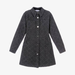 Fun & Fun-Girls Dark Grey Diamanté Denim Dress | Childrensalon