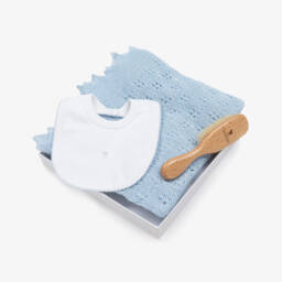 G.H.Hurt & Son-Подарочный набор с голубой шалью и слюнявчиком | Childrensalon