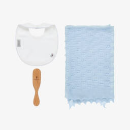 G.H.Hurt & Son-Подарочный набор с голубой шалью и слюнявчиком | Childrensalon