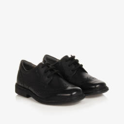 Geox-Boys Black Leather Respira Brogue Shoes | Childrensalon
