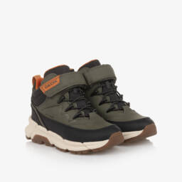 Dr. Kid-Boys Green Knitted Fair Isle Jumper with Buttoned Turtleneck | Childrensalon