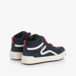 Geox-Boys Navy Blue High-Top Trainers with Fleece Lining | Childrensalon