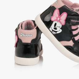 Geox-Girls Black & Pink Minnie Mouse High Top Trainers | Childrensalon