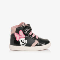 Geox-Girls Black & Pink Minnie Mouse High Top Trainers | Childrensalon
