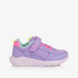 Geox-Girls Bright Purple Mesh Trainers with Pink Detailing | Childrensalon