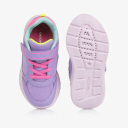 Geox-Girls Bright Purple Mesh Trainers with Pink Detailing | Childrensalon