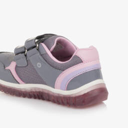 Geox-Girls Grey & Pink Light-Up Unicorn Trainers | Childrensalon
