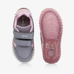 Geox-Girls Grey & Pink Light-Up Unicorn Trainers | Childrensalon