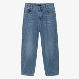 Boys Blue Denim Barrel Leg Jeans