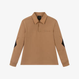 Givenchy-Boys Camel Brown Cotton Jersey Polo Top | Childrensalon