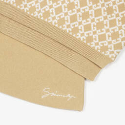 Givenchy-Girls Beige Logo Jacquard Cotton & Wool Knit Skirt Set | Childrensalon