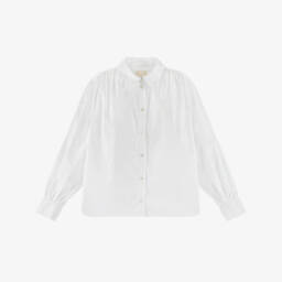 Givenchy-Girls White 4G Jacquard Cotton Shirt | Childrensalon