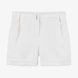 Girls White Tweed Shorts