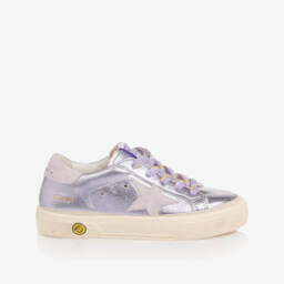 Golden Goose-Кроссовки May сиреневые из кожи металлик для девочек | Childrensalon