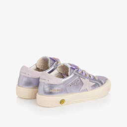 Golden Goose-Кроссовки May сиреневые из кожи металлик для девочек | Childrensalon