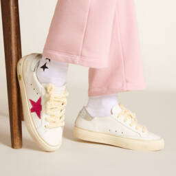 Golden Goose-حذاء رياضي جلد لون أبيض للبنات | Childrensalon