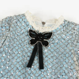 Graci-فستان مزين بترتر لون فضي وأزرق | Childrensalon