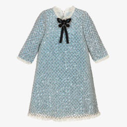 Graci-فستان مزين بترتر لون فضي وأزرق | Childrensalon