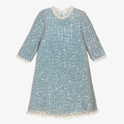 Graci-فستان مزين بترتر لون فضي وأزرق | Childrensalon