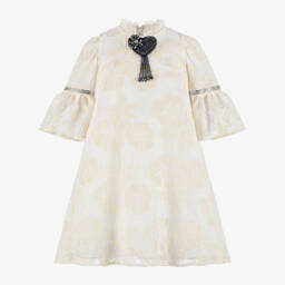 Graci-فستان دانتيل كروشيه لون عاجي للبنات | Childrensalon