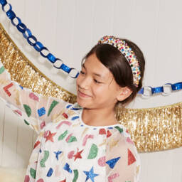 Graci-طوق للشعر مخمل لون أبيض مزين بكريستال للبنات | Childrensalon