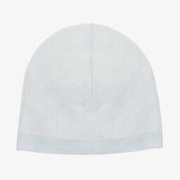 Gucci-قبعة صوف محبوك لون أزرق وعاجي للأطفال | Childrensalon