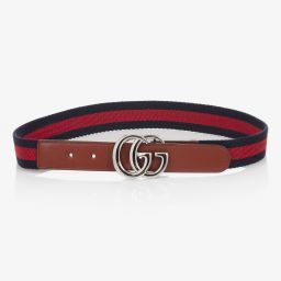 Gucci-Blue & Red Web Double G Belt | Childrensalon
