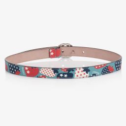 Gucci-Blue Strawberry Print GG Belt | Childrensalon