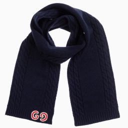 Gucci-Blue Wool Logo Scarf (145cm) | Childrensalon