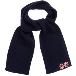 Gucci-Blue Wool Logo Scarf (145cm) | Childrensalon