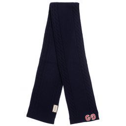 Gucci-Blue Wool Logo Scarf (145cm) | Childrensalon