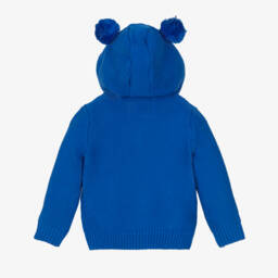 Guess-Baby Boys Blue Cotton Knit Zip-Up Hooded Top | Childrensalon