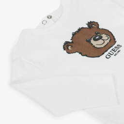 Guess-Baby boys White Organic Cotton Teddy Bear Logo Top | Childrensalon