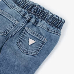 Guess-Baby Girls Blue Denim Jeggings with Colourful Logo Patches | Childrensalon