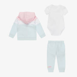 Guess-Baby Girls Blue & Pink Cotton Tracksuit Set | Childrensalon