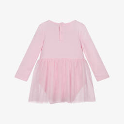 Guess-Baby Girls Pink Cotton & Tulle Dress with Iridescent Logo | Childrensalon