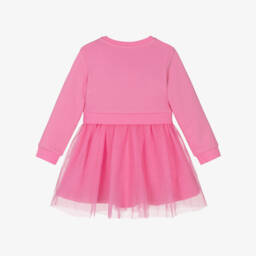 Guess-Baby Girls Pink Cotton & Tulle Glittery Logo Dress | Childrensalon
