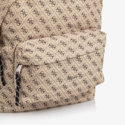 Guess-Beige & Brown 4g Logo Backpack (39cm) | Childrensalon