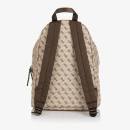 Guess-Beige & Brown 4g Logo Backpack (39cm) | Childrensalon