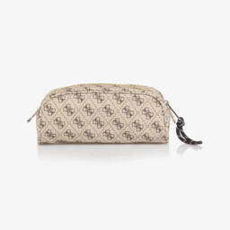 Guess-Beige & Brown 4g Logo Pencil Case (20cm) | Childrensalon