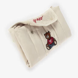 Guess-Beige Quilted Changing Mat with Bear Embroidery (61cm) | Childrensalon