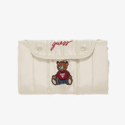 Guess-Beige Quilted Changing Mat with Bear Embroidery (61cm) | Childrensalon