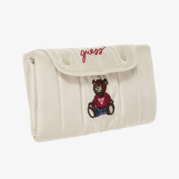 Guess-Beige Quilted Changing Mat with Bear Embroidery (61cm) | Childrensalon