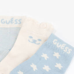 Guess-Blue Cotton Baby Socks (3 Pack) | Childrensalon